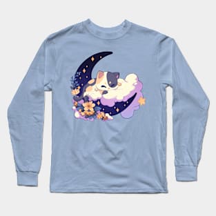 Kawaii Sleepy Cat Adorable Cat Cute Gift  For Cat Lover Long Sleeve T-Shirt